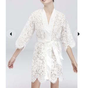 NWT Bridal Lace Robe S/M Ivory white bachelorette valentines sexy
